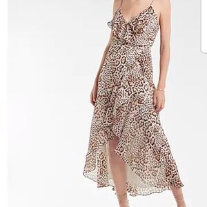 Express Leopard Print High-Low Dress - Beige & Brown